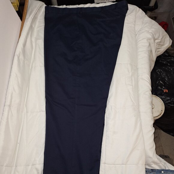 Roundtree & Yorke Big & Tall Work Slacks Navy Blue Khakis - Picture 2 of 11